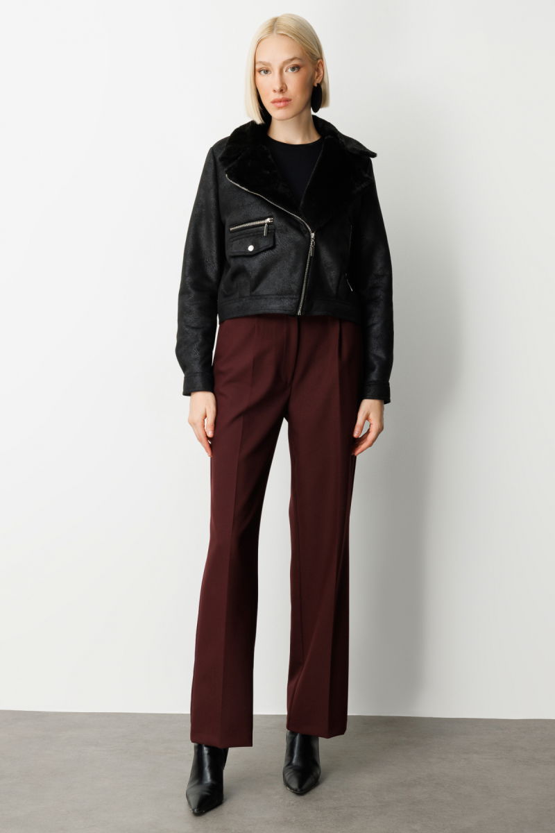 Ekol Kadın Peluşlu Güderi Mont 8011 Siyah - 3