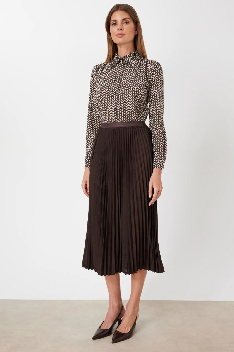 Ekol Kadın Piliseli Midi Etek 3960 Kakao - 2