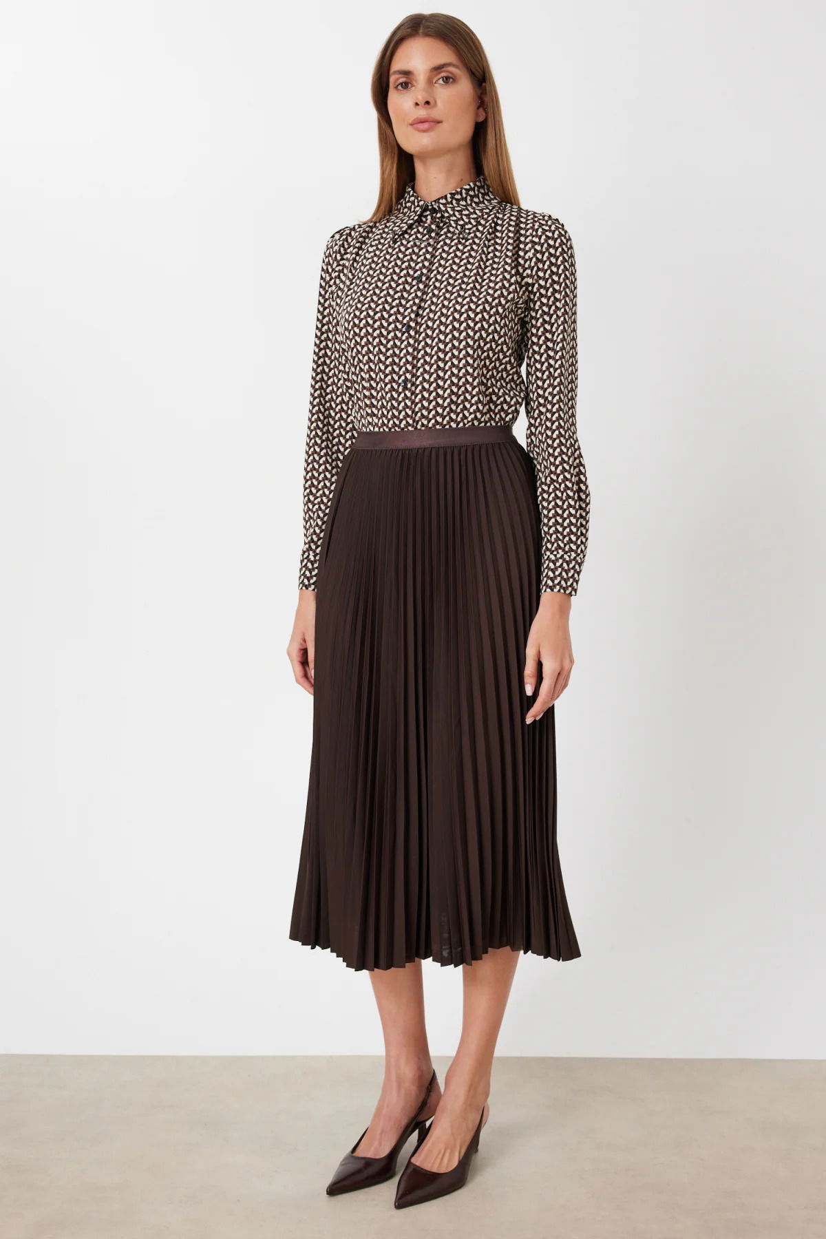 Ekol Kadın Piliseli Midi Etek 3960 Kakao - 2