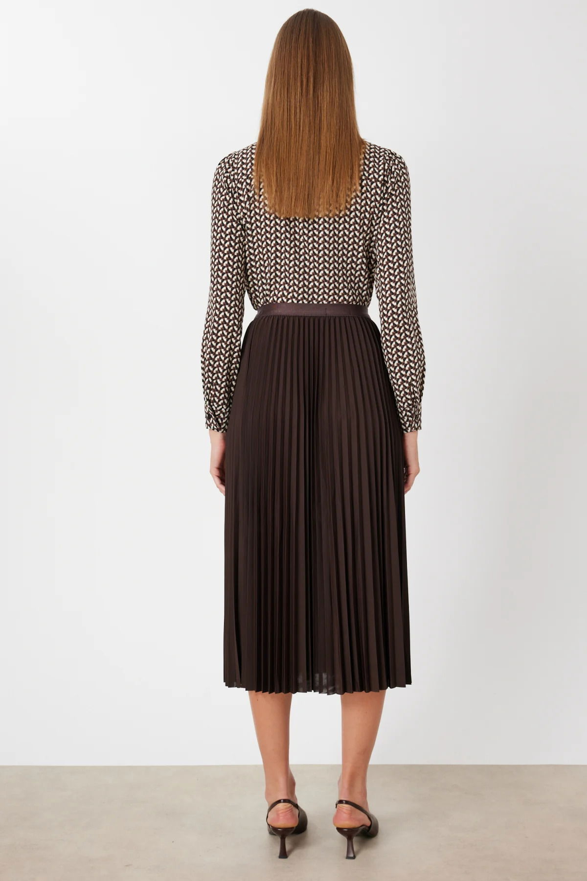 Ekol Kadın Piliseli Midi Etek 3960 Kakao - 4