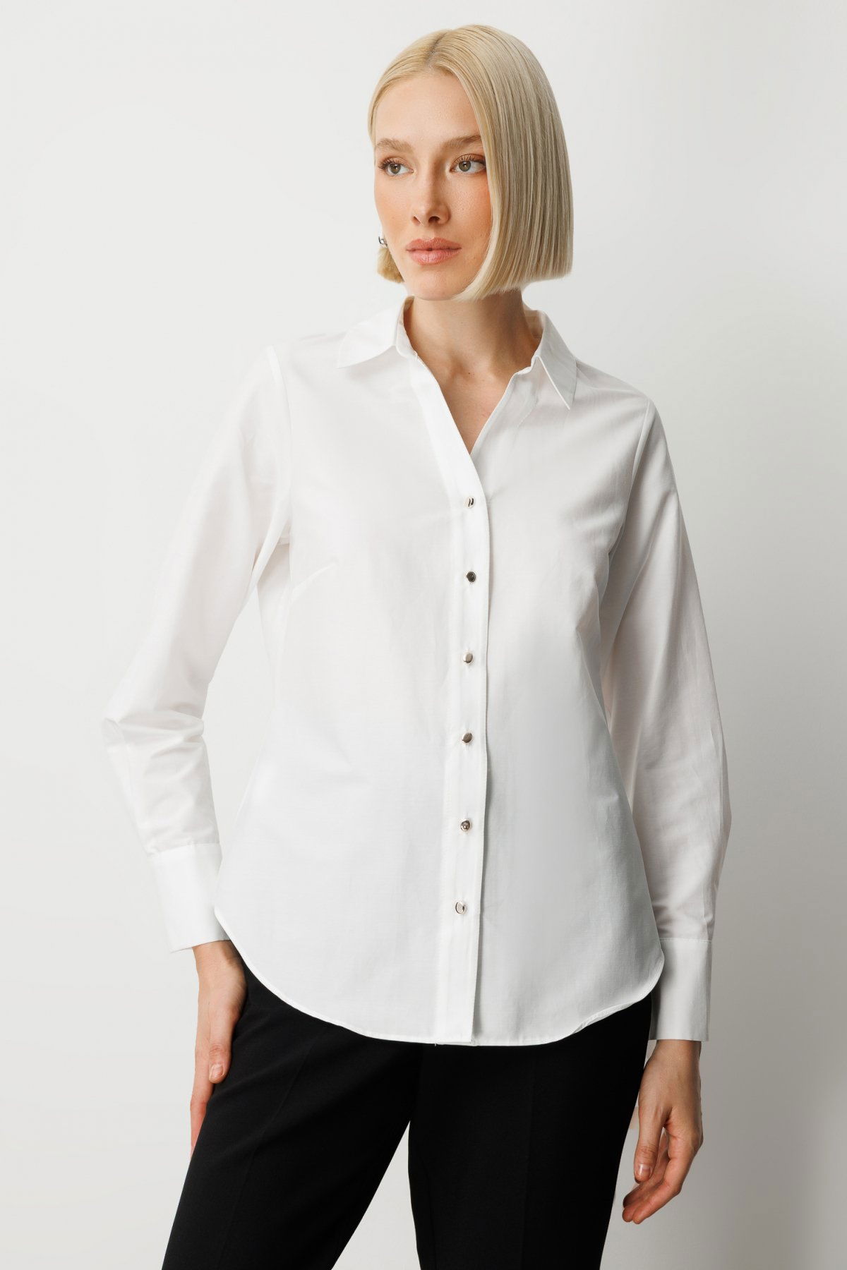 Ekol Kadın Polo Yaka Pamuklu Gömlek 3049 Ekru - 1