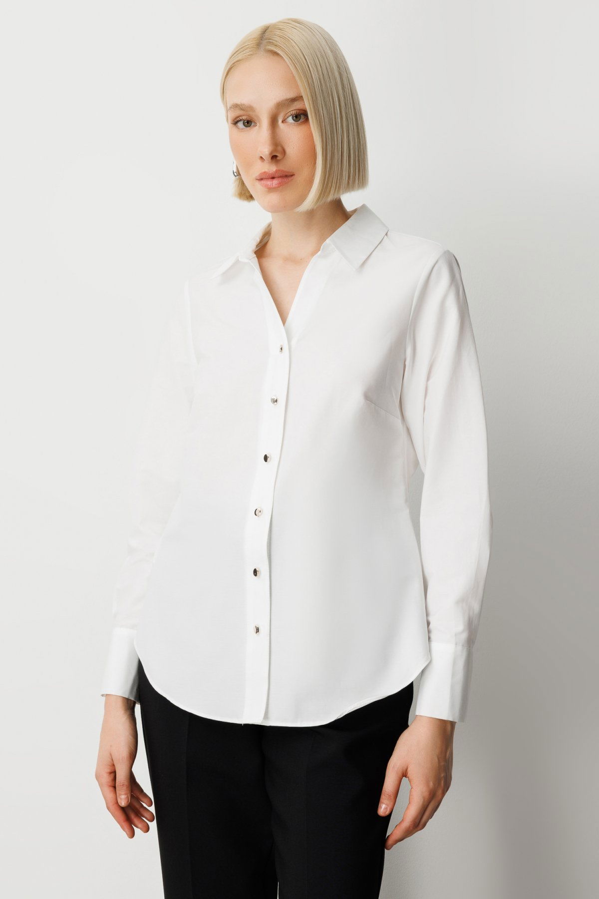 Ekol Kadın Polo Yaka Pamuklu Gömlek 3049 Ekru - 2