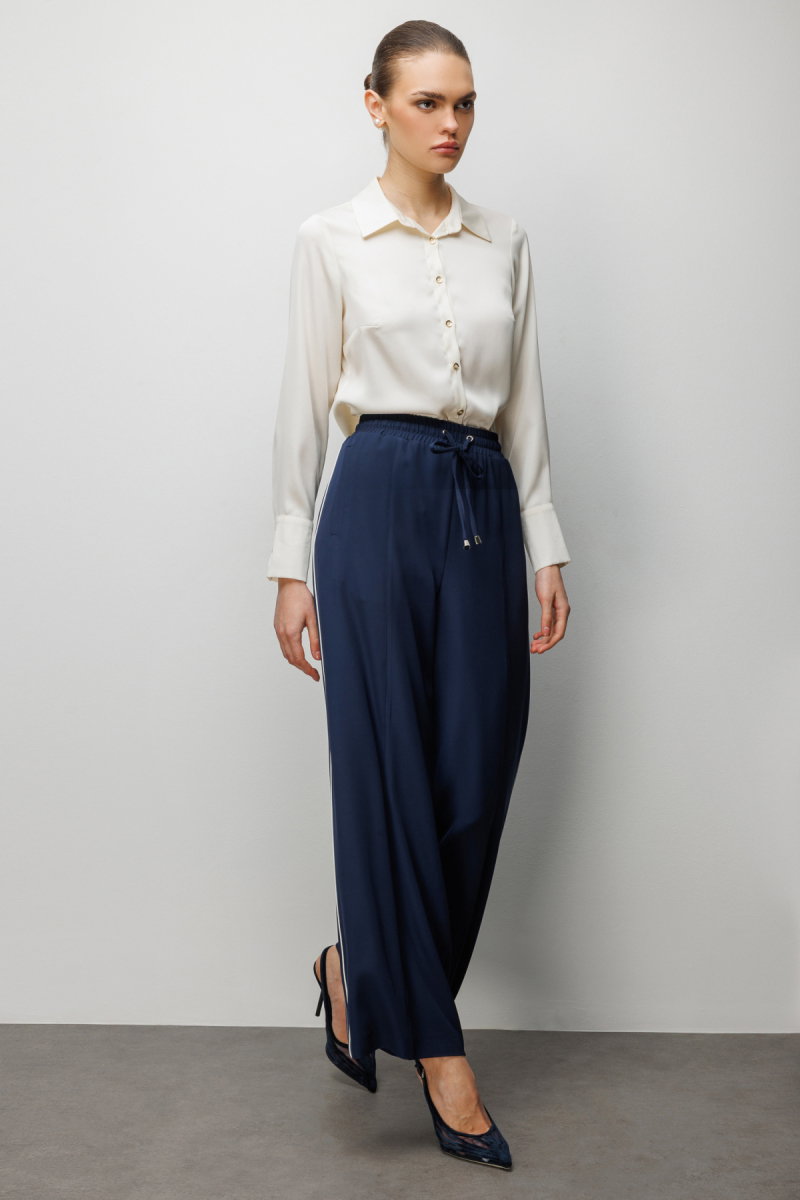 Ekol Kadın Şeritli Bol Paça Eşofman Altı 4122 Lacivert - 2