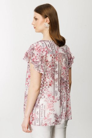 Ekol Kadın Şifon Kolu Volanlı Bluz 1544 Pink - 4