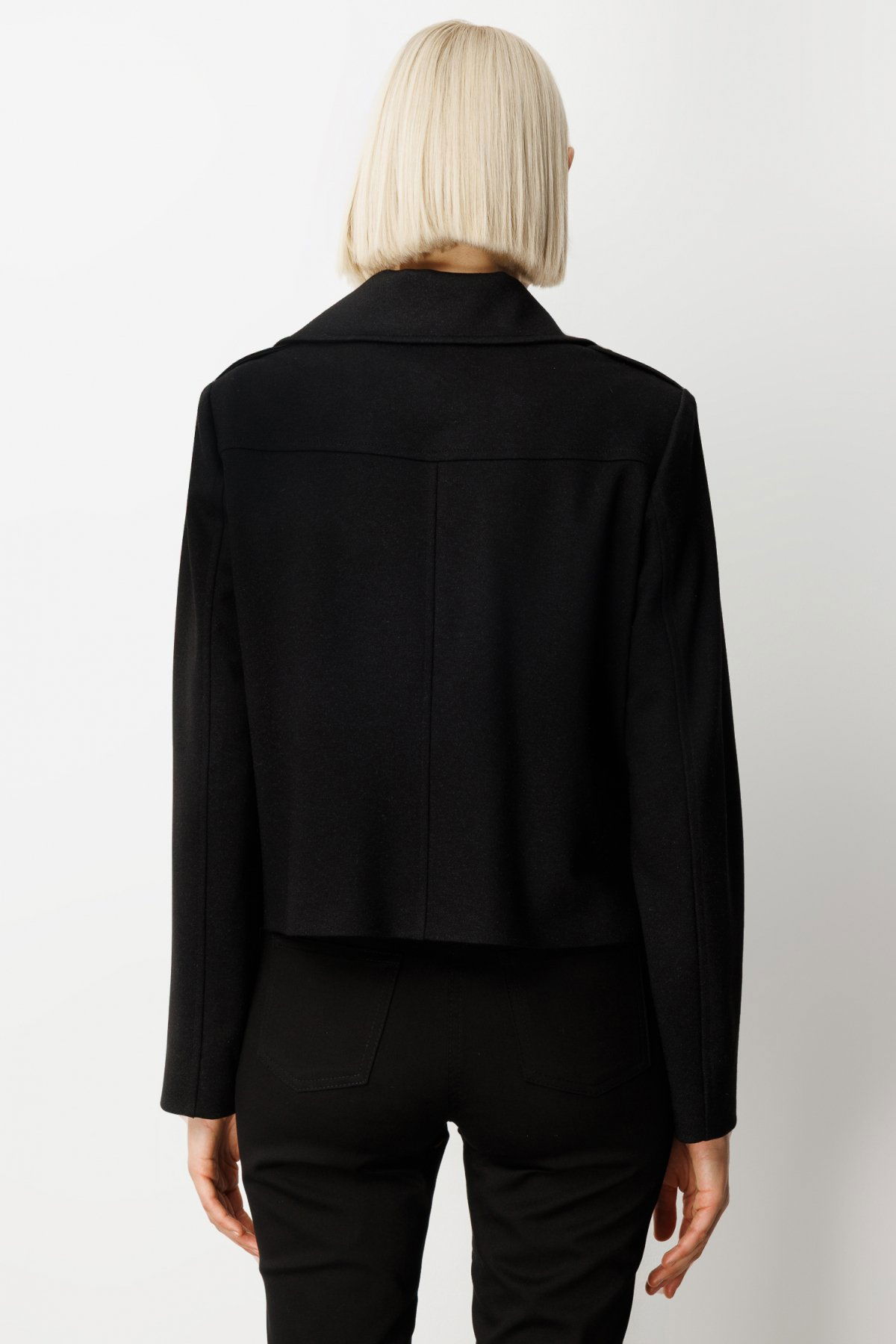 Ekol Kadın Simli Kumaş Süs Kapak Cepli Mont 8013 Siyah - 4