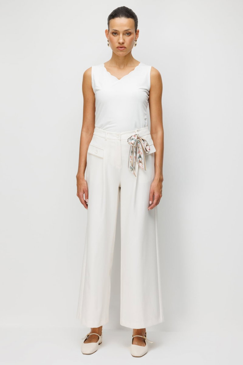 Ekol Kadın Süs Cep Detaylı Bol Paça Pantolon 4008 Ekru - Ekol