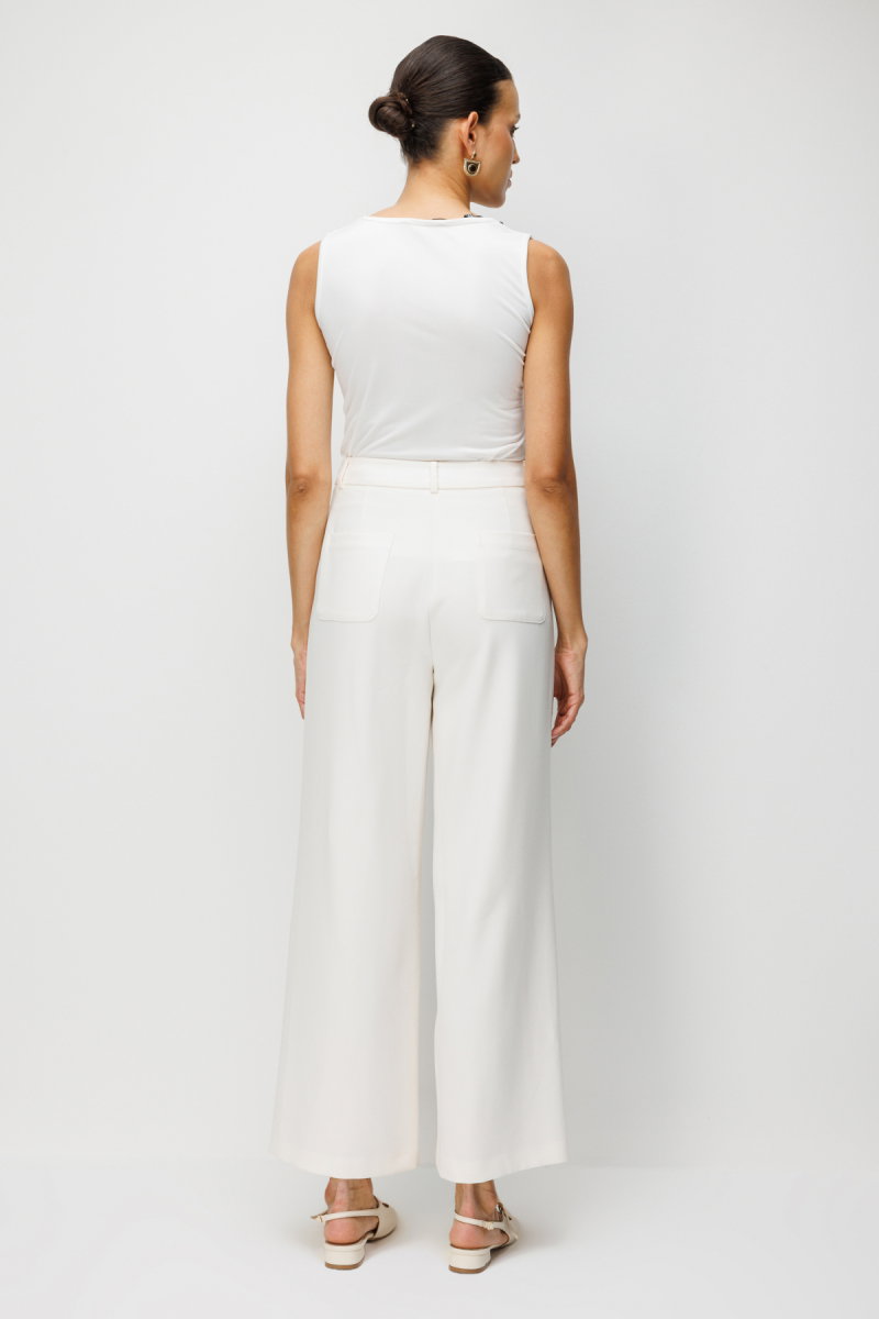 Ekol Kadın Süs Cep Detaylı Bol Paça Pantolon 4008 Ekru - 4