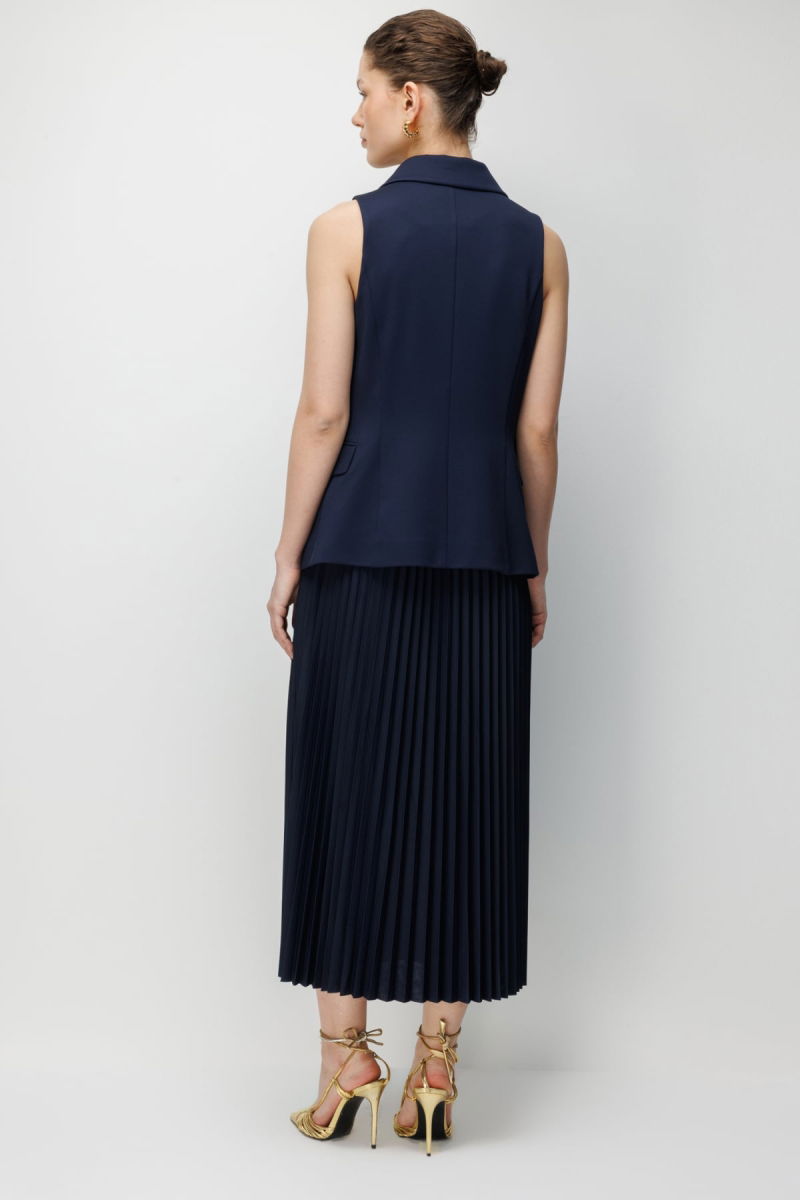 Ekol Kadın Süs Cep Detaylı Kruvaze Yelek 1062 Lacivert - 4