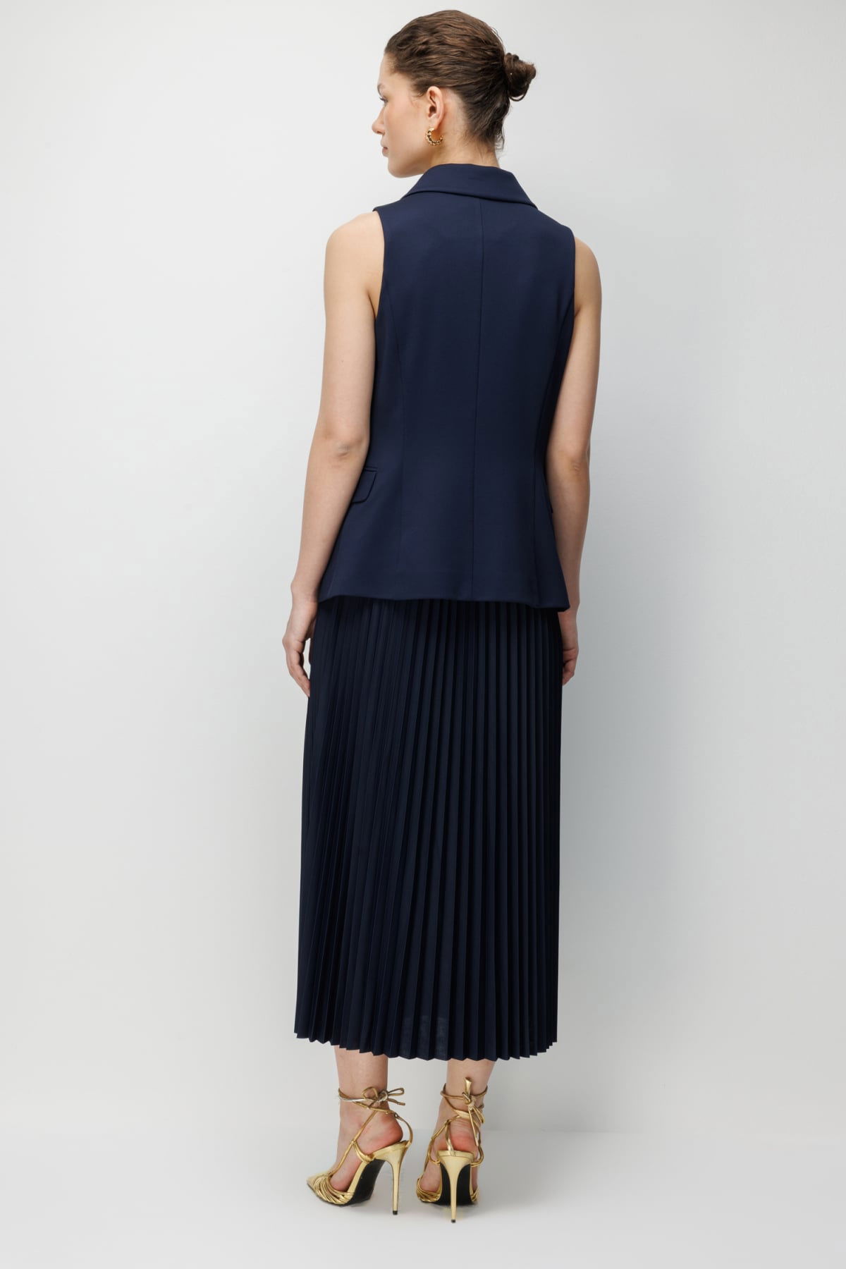 Ekol Kadın Süs Cep Detaylı Kruvaze Yelek 1062 Lacivert - 4