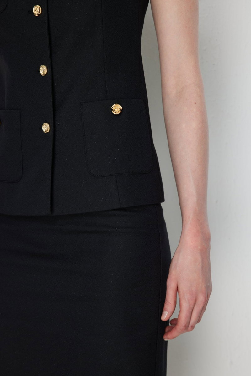 Ekol Kadın Süs Cepli Kısa Kollu Ceket 1038 Siyah - 3