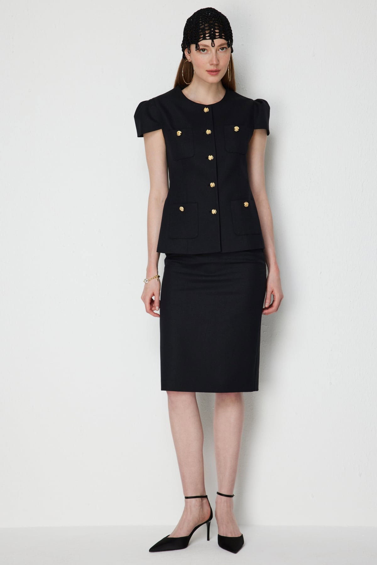 Ekol Kadın Süs Cepli Kısa Kollu Ceket 1038 Siyah - 4