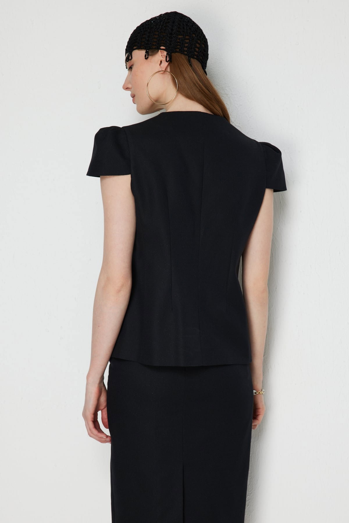 Ekol Kadın Süs Cepli Kısa Kollu Ceket 1038 Siyah - 5