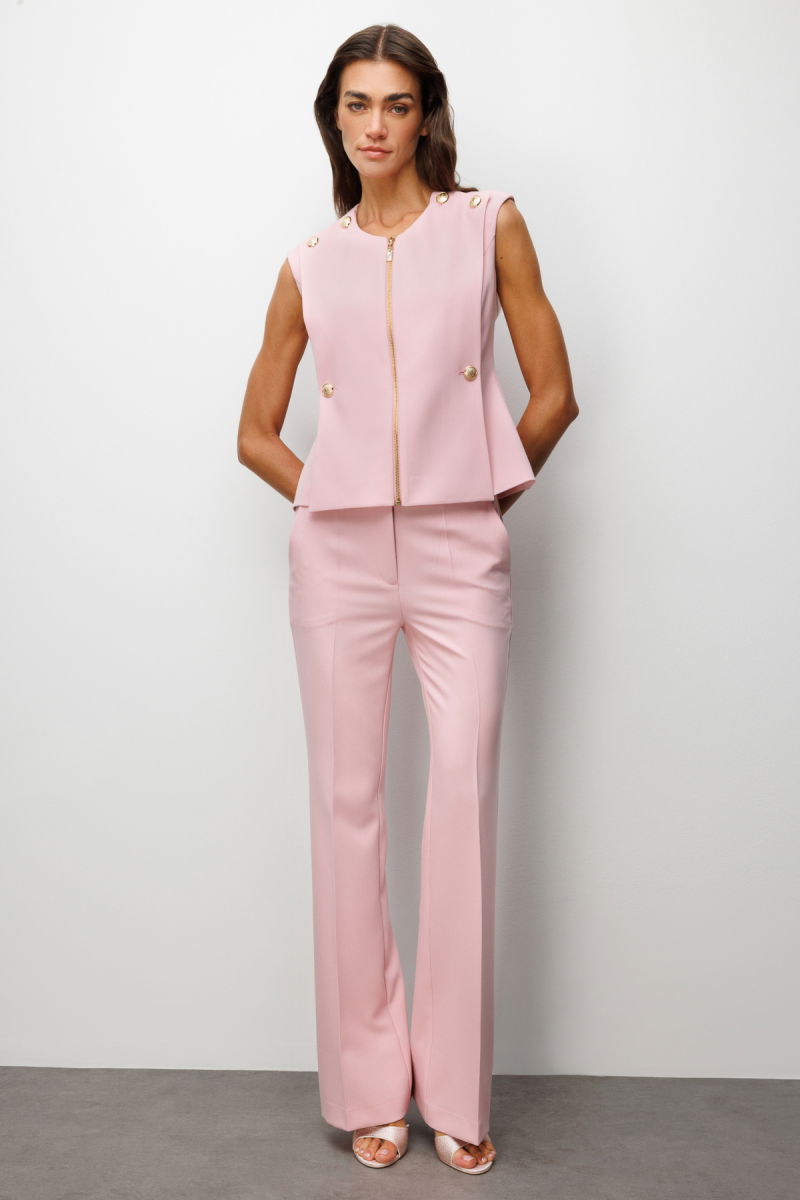 Ekol Kadın Süs Düğmeli Sıfır Yaka Yelek 1002 Pembe - 3