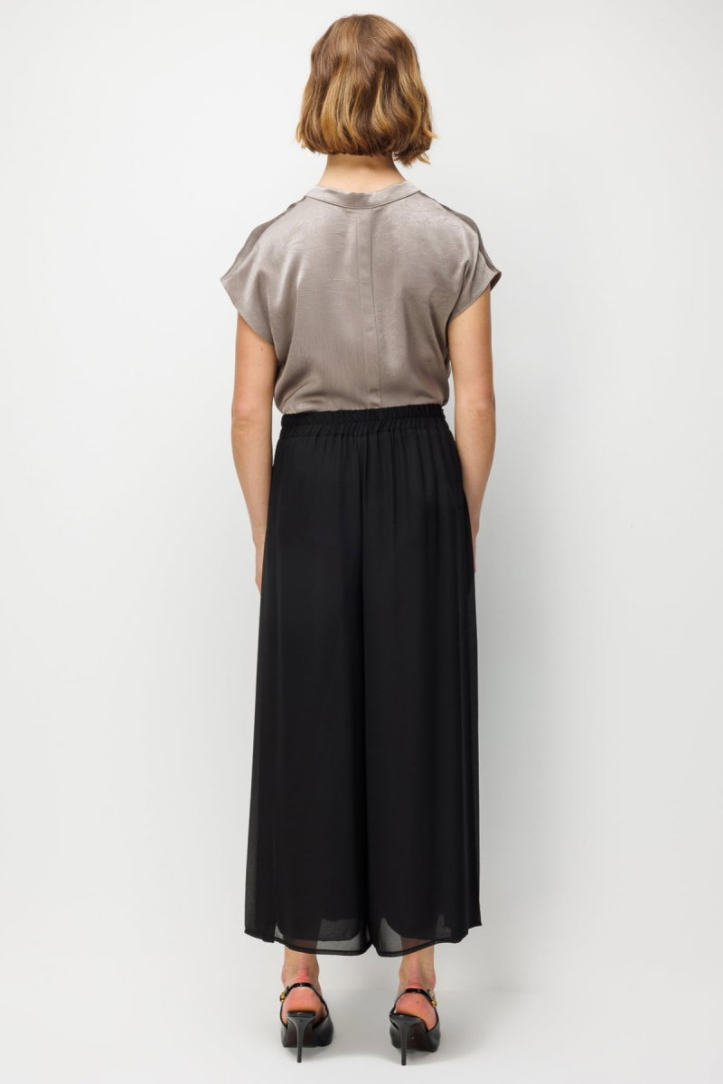 Ekol Kadın Süs Kuşaklı Piliseli Pantolon Etek 3004 Siyah - 4