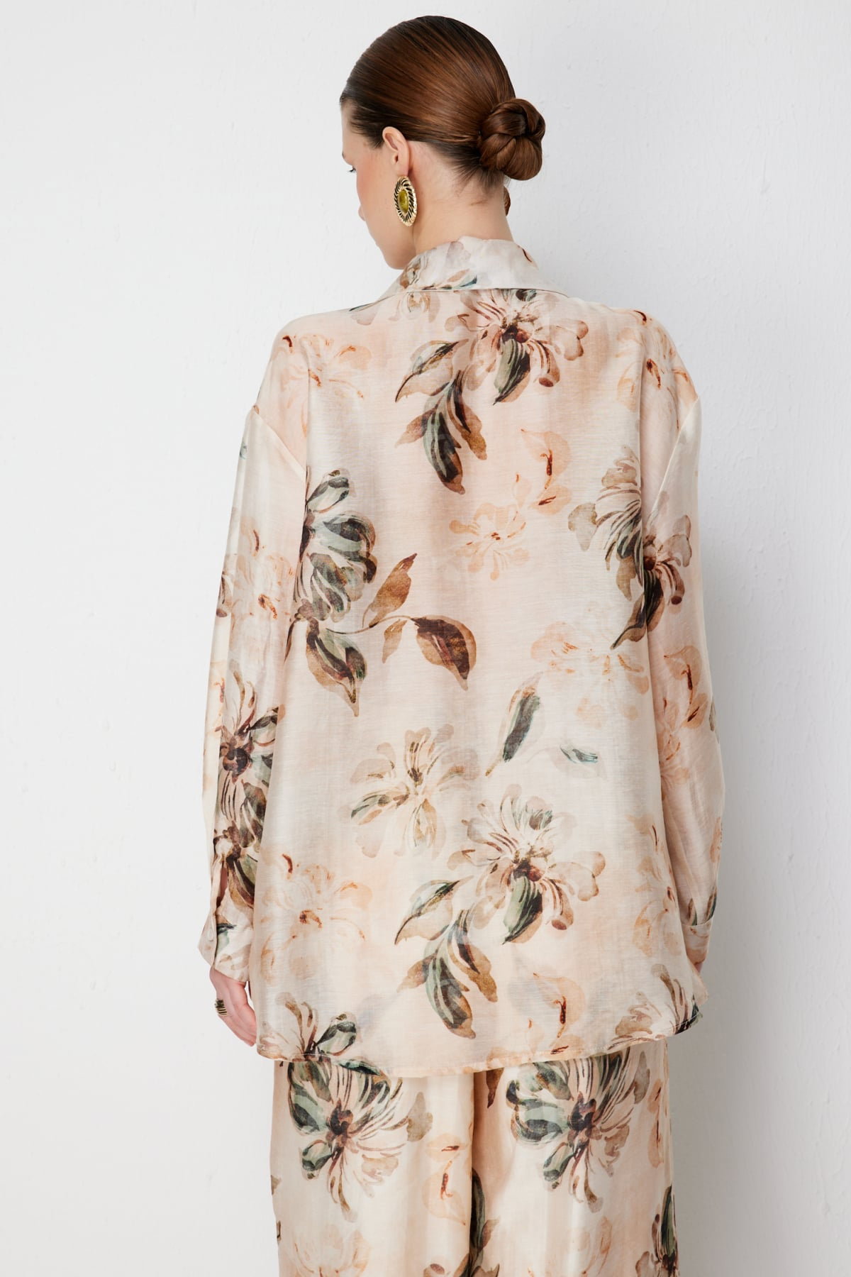 Ekol Kadın Taş İşlemeli Desenli Gömlek 2906 Naturel - 5