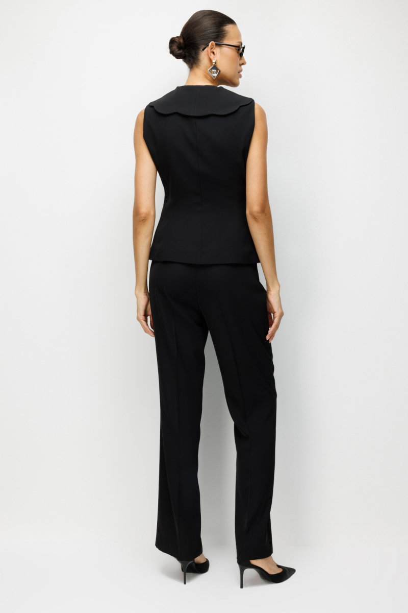 Ekol Kadın Taşlı Metal Düğmeli Dikiş Detaylı Yelek 1134 Siyah - 4