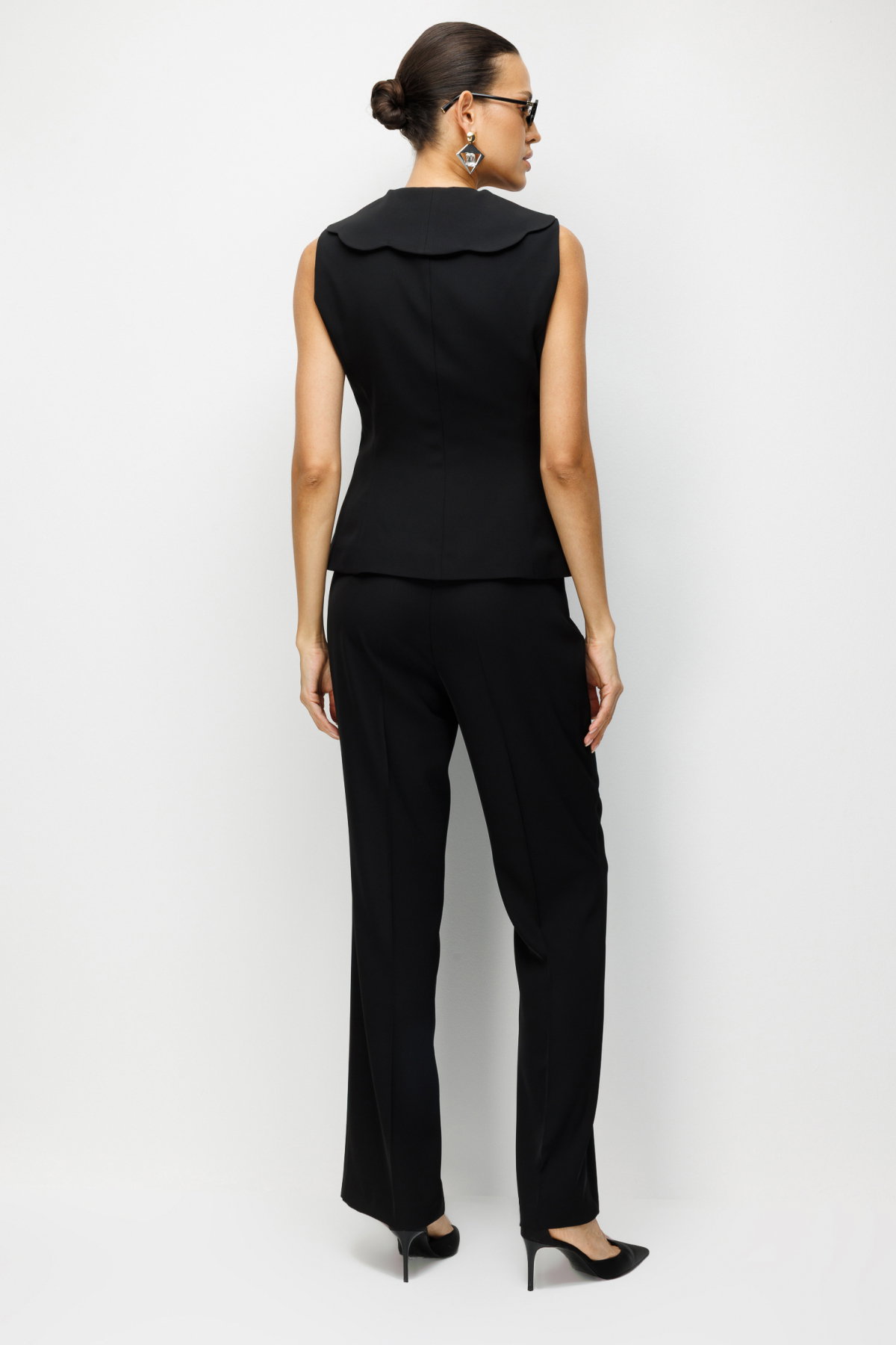 Ekol Kadın Taşlı Metal Düğmeli Dikiş Detaylı Yelek 1134 Siyah - 4