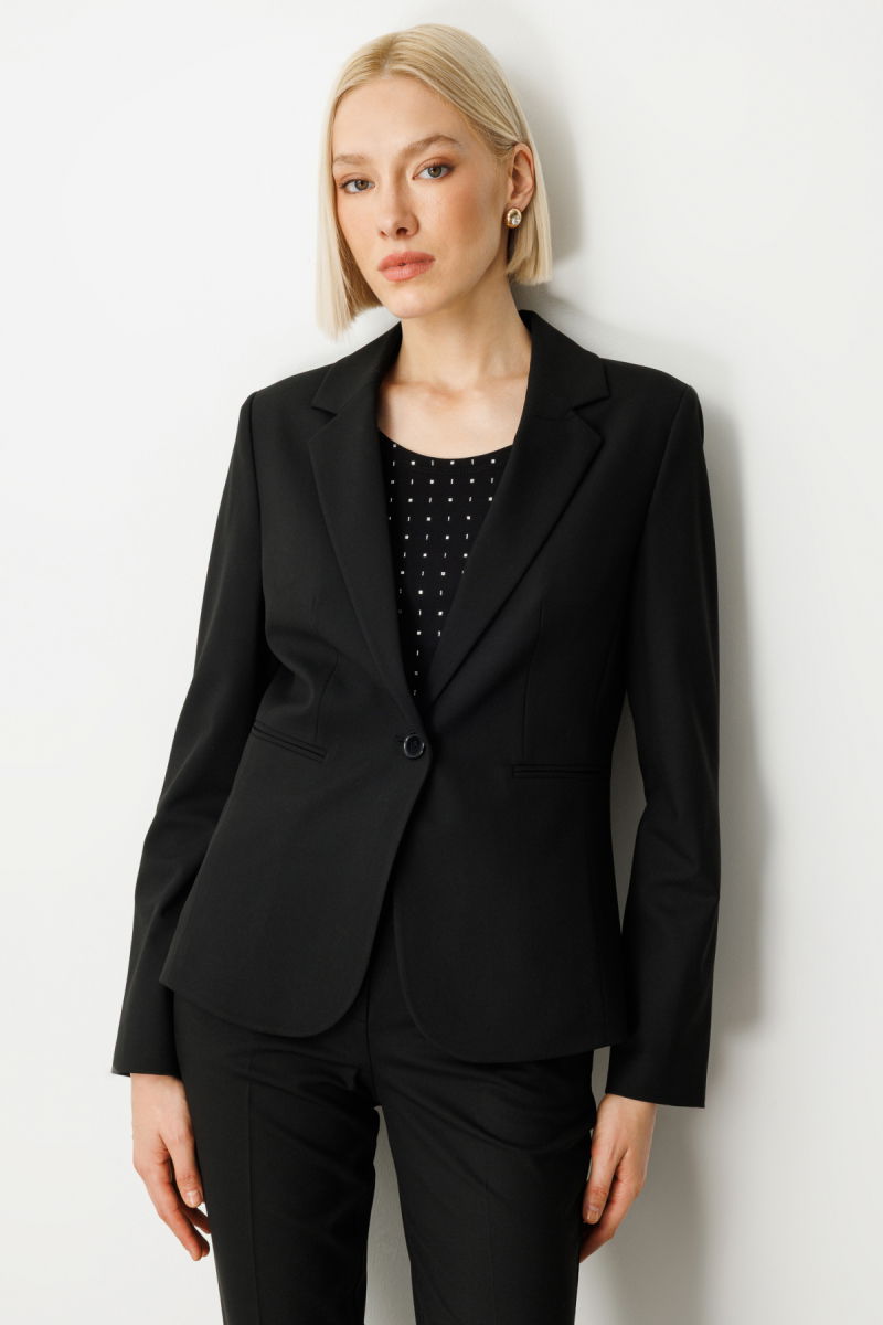 Ekol Kadın Tek Düğme Fleto Cepli Ceket 5181 Siyah - 2