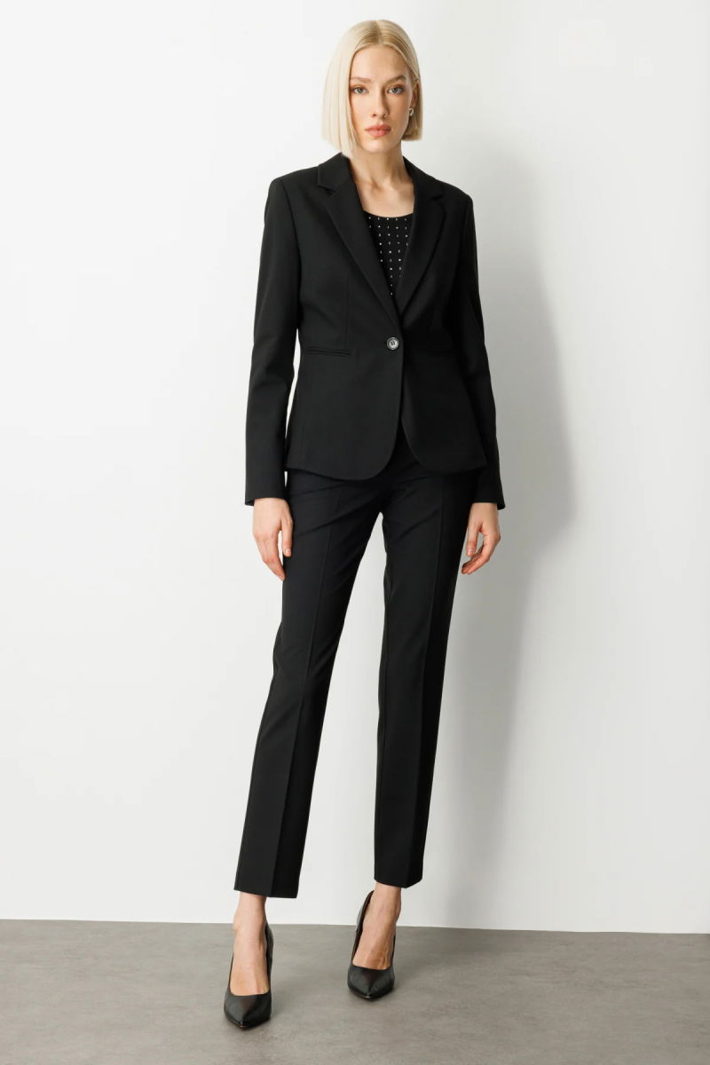 Ekol Kadın Tek Düğme Fleto Cepli Ceket 5181 Siyah - 3