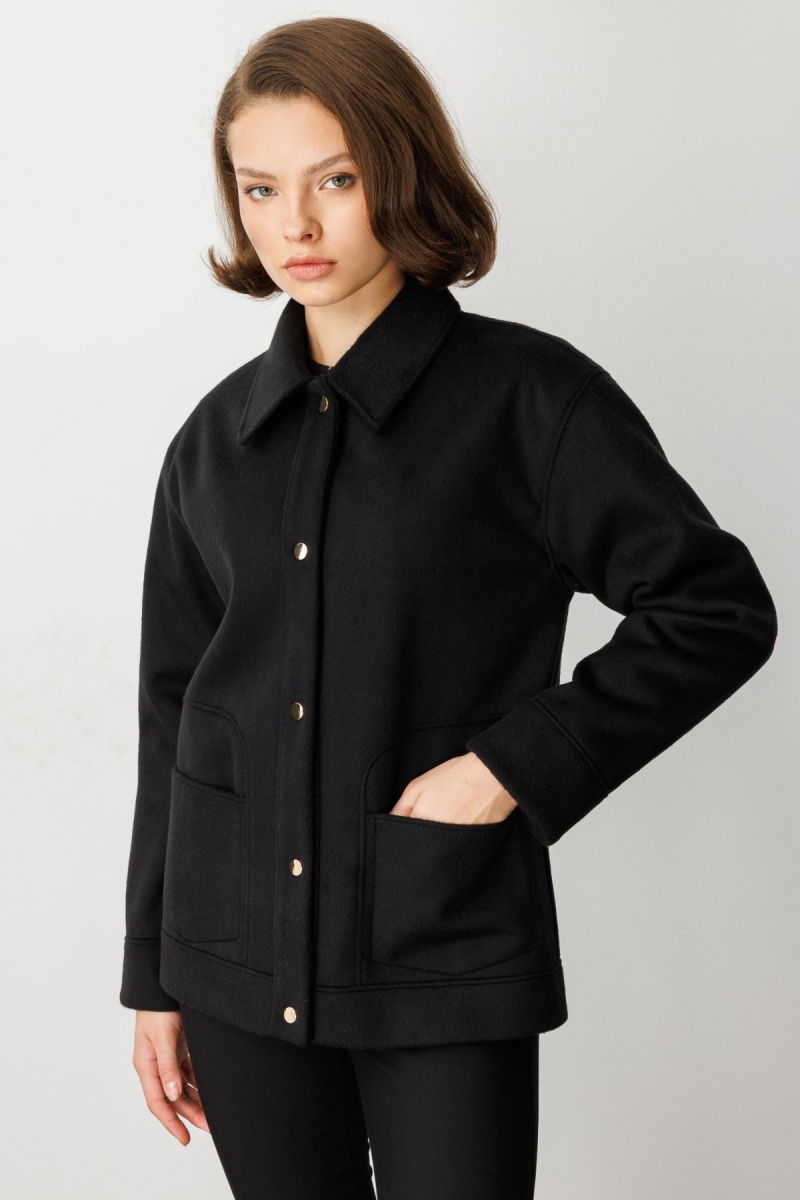 Ekol Kadın Torba Cepli Kısa Kaşe Mont 6087 Siyah - 2