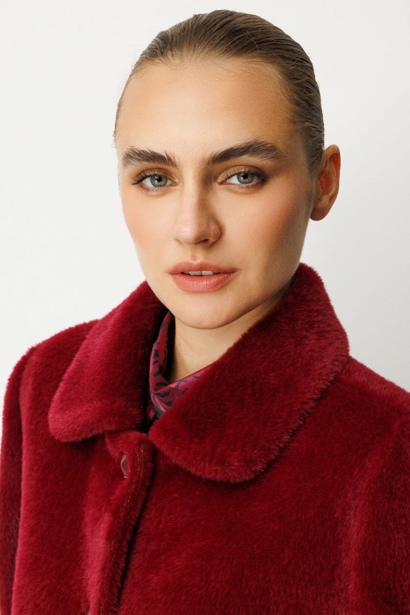 Ekol Kadın Torba Cepli Peluş Kaban 6025 Bordo - 3