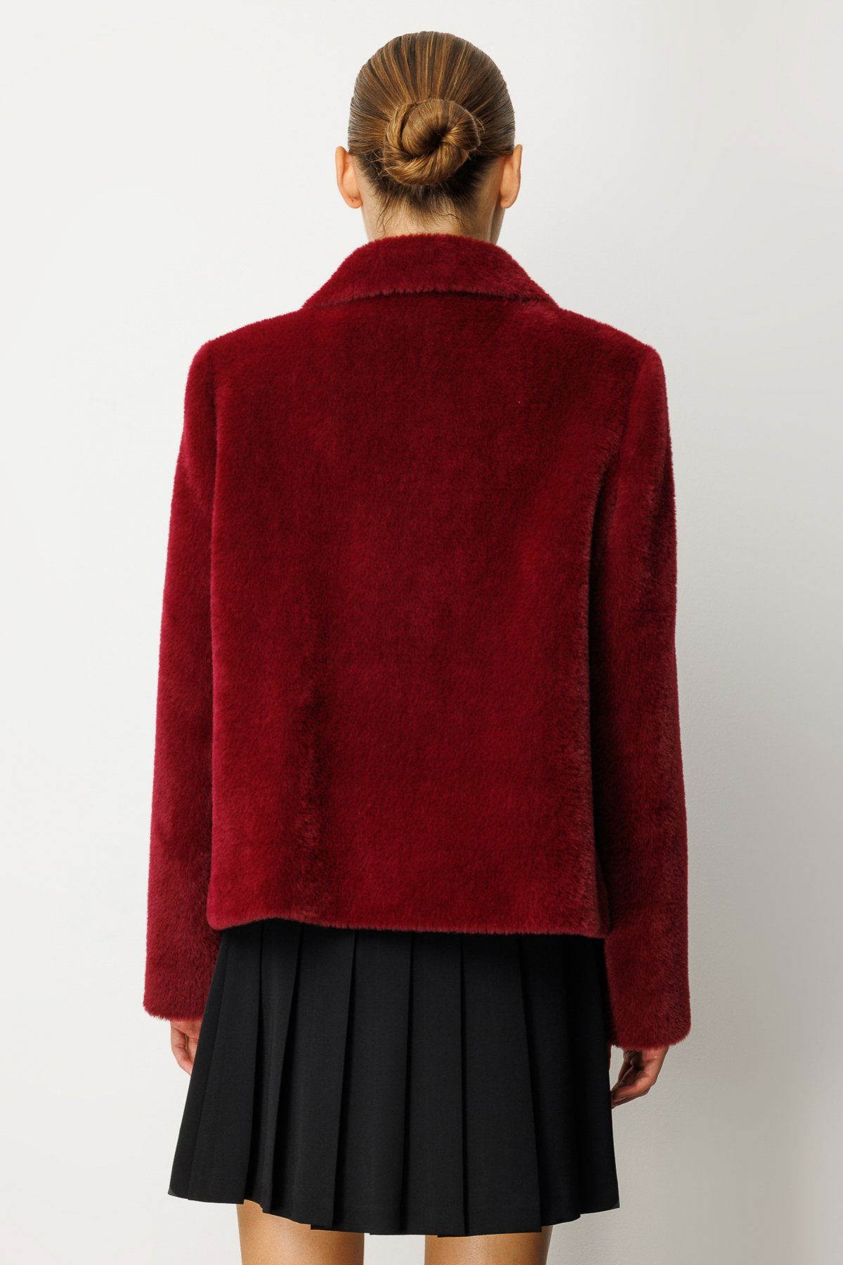 Ekol Kadın Torba Cepli Peluş Kaban 6025 Bordo - 5