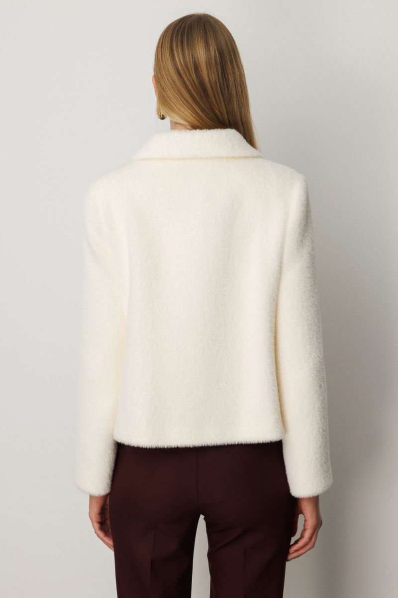 Ekol Kadın Torba Cepli Peluş Kaban 6025 Ekru - 4