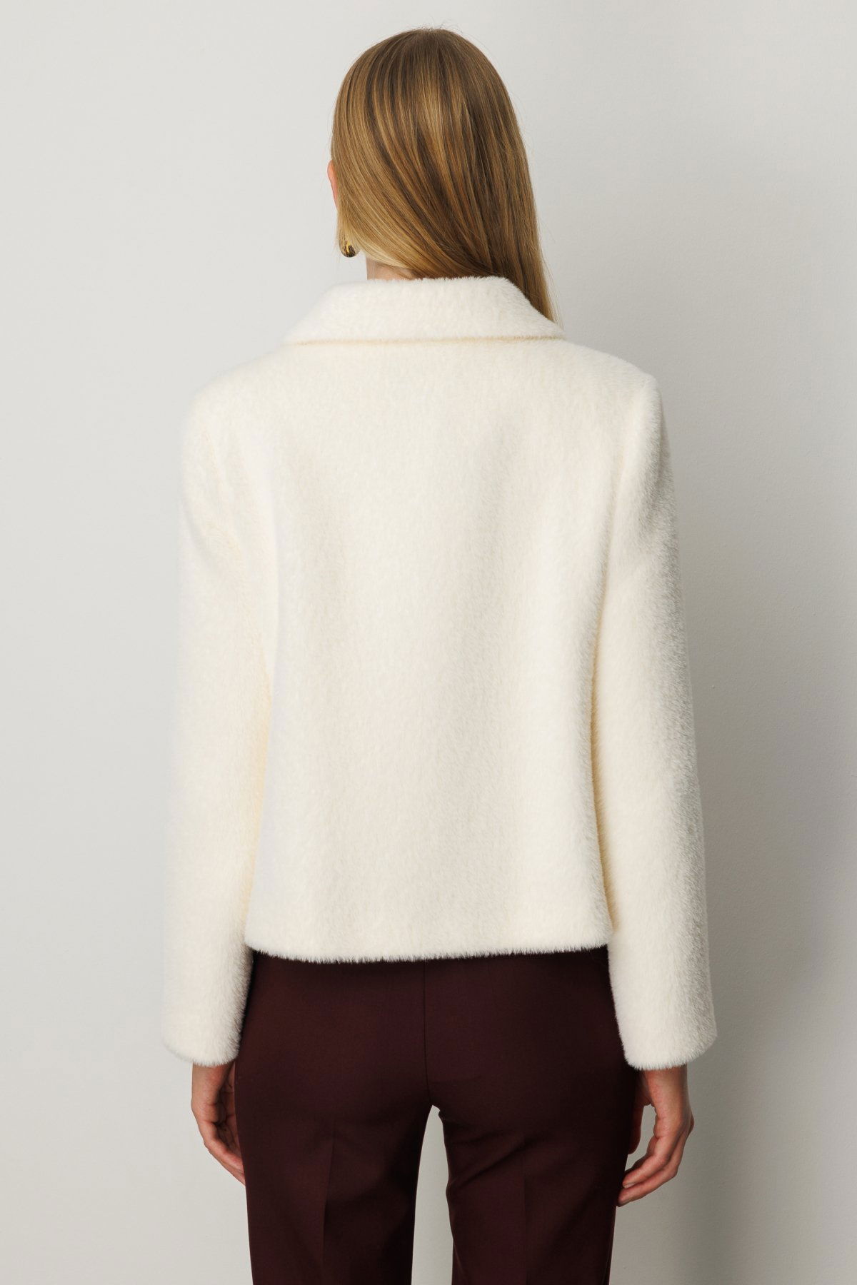 Ekol Kadın Torba Cepli Peluş Kaban 6025 Ekru - 4