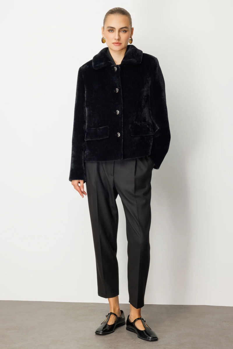 Ekol Kadın Torba Cepli Peluş Kaban 6025 Siyah - 3