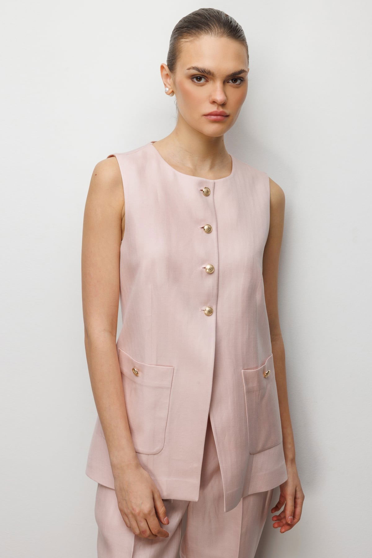 Ekol Kadın Torba Cepli Sıfır Yaka Yelek 1022 Pembe - 1