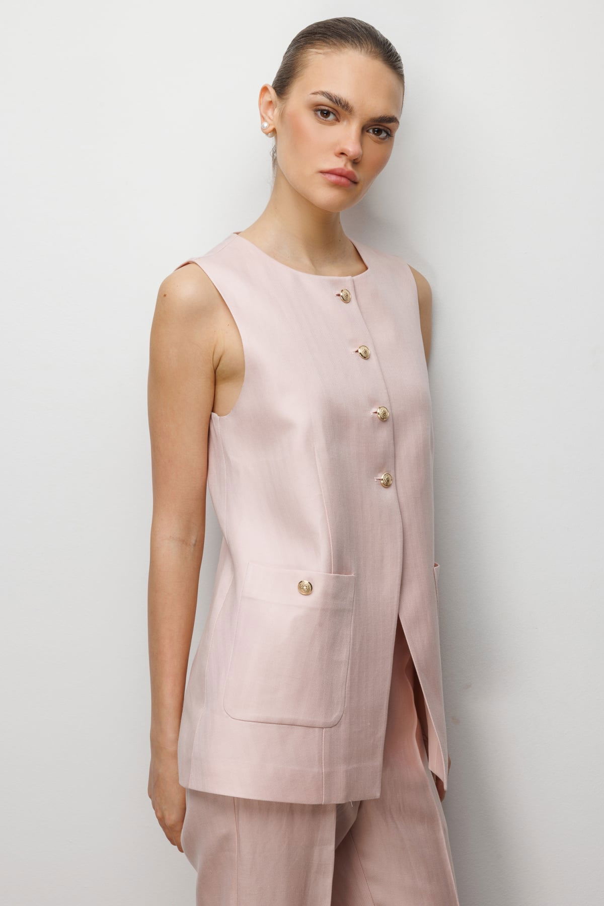 Ekol Kadın Torba Cepli Sıfır Yaka Yelek 1022 Pembe - 2