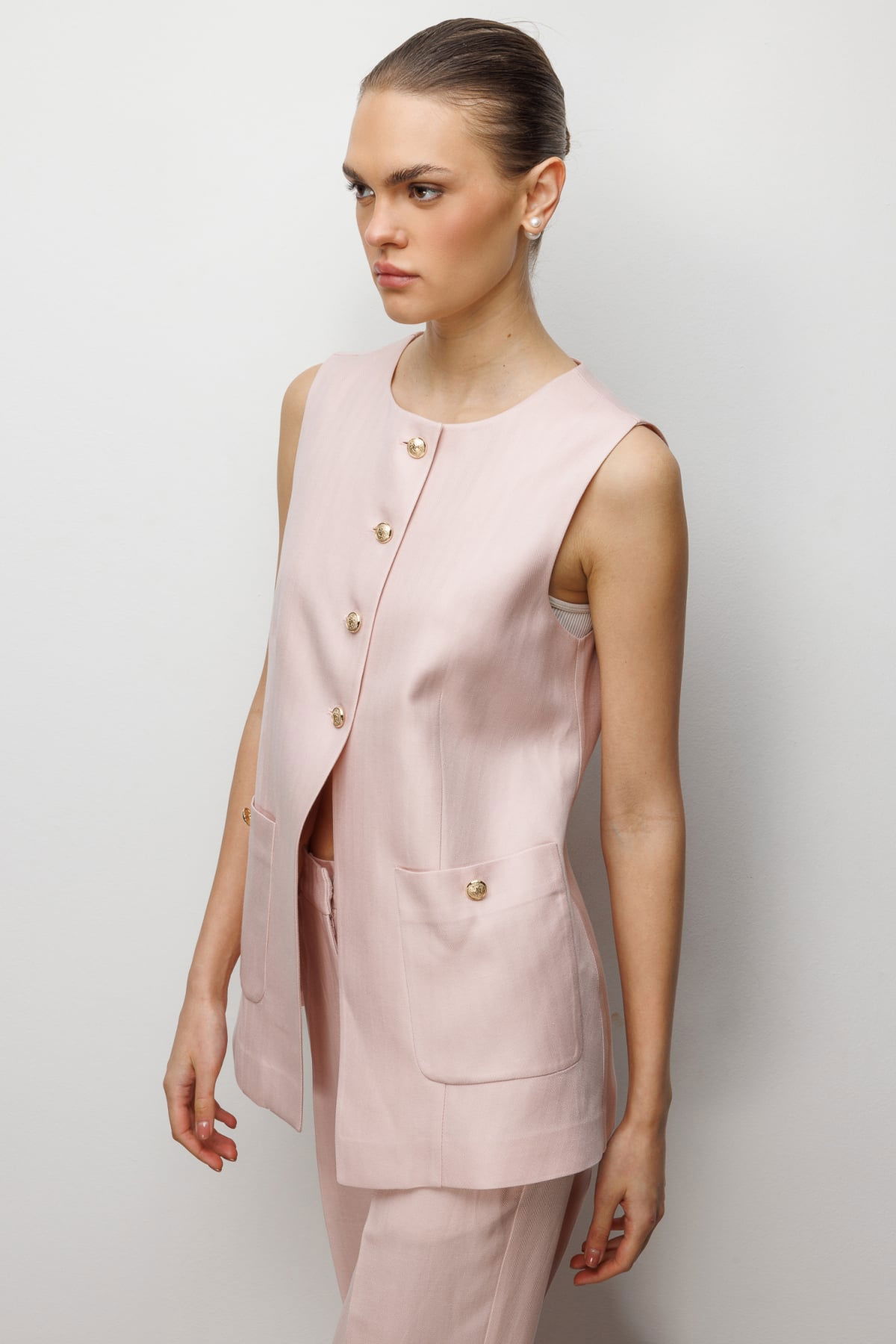 Ekol Kadın Torba Cepli Sıfır Yaka Yelek 1022 Pembe - 3