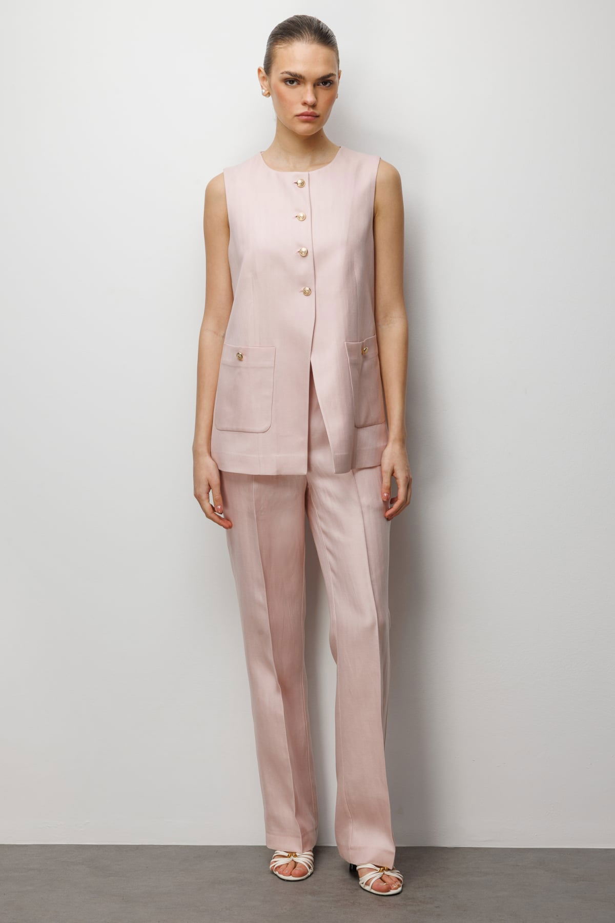 Ekol Kadın Torba Cepli Sıfır Yaka Yelek 1022 Pembe - 4