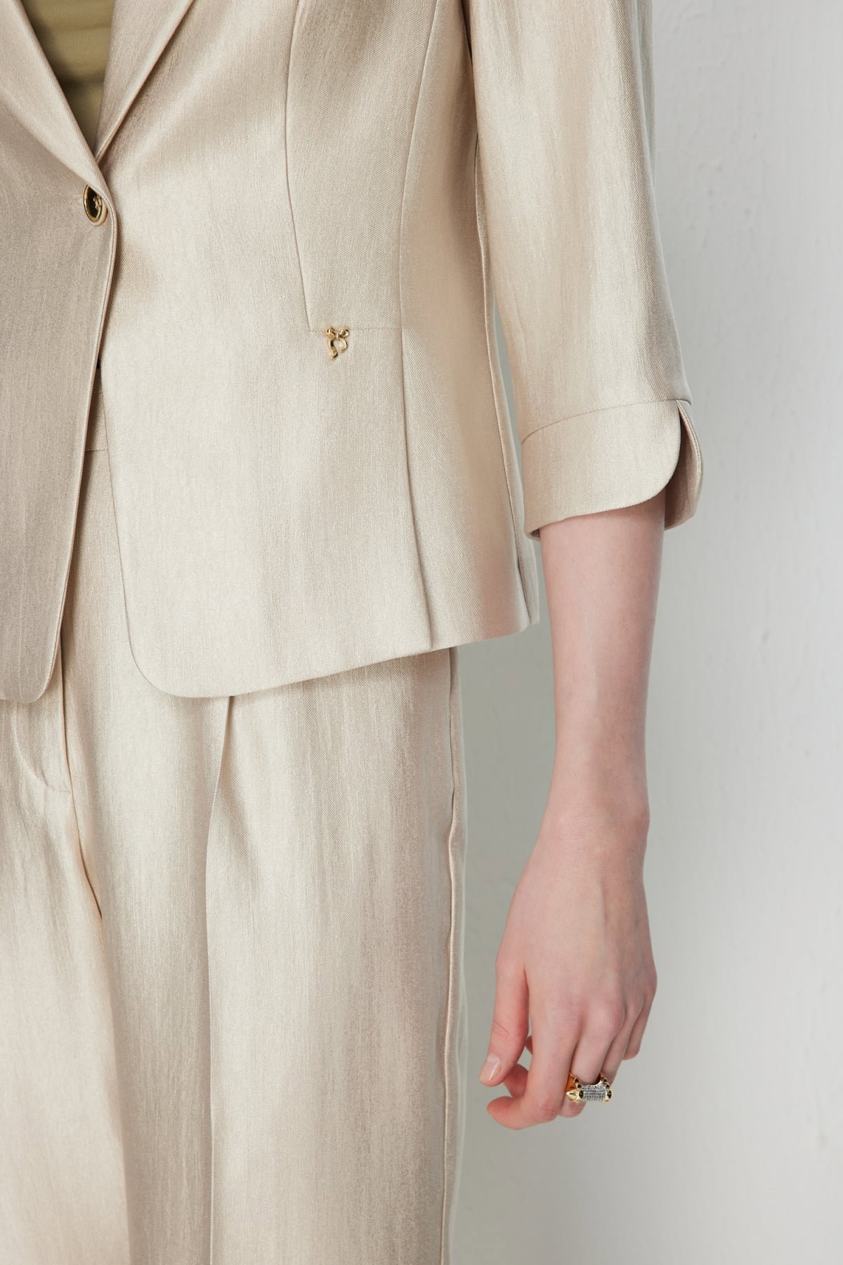 Ekol Kadın Truvakar Kol Tek Düğme Ceket 1272 Kum - 3