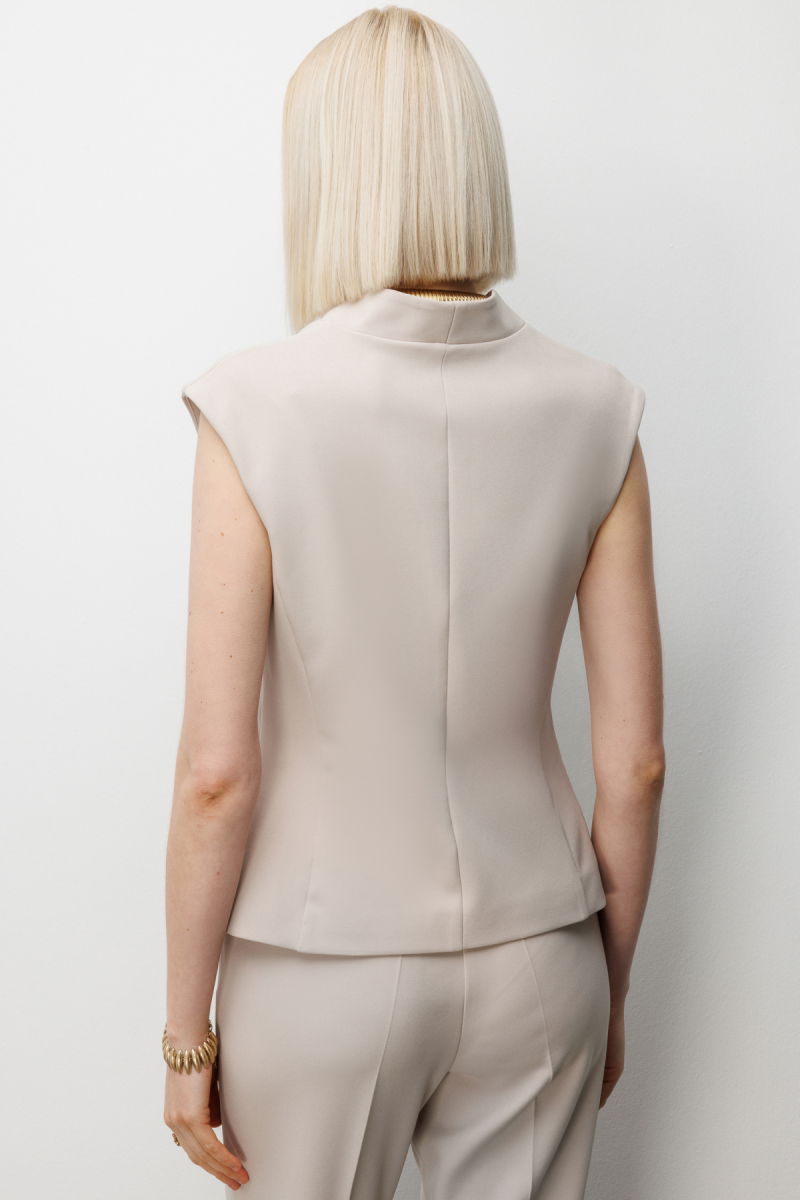 Ekol Kadın V Yaka Dikiş Detaylı Yelek 1010 Kum - 4