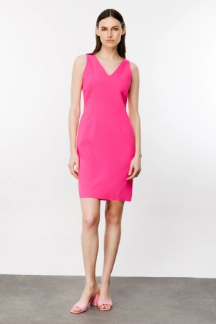 Ekol Kadın V Yaka Sıfır Kol Elbise 4002 Pink - 2