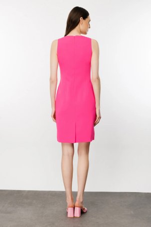 Ekol Kadın V Yaka Sıfır Kol Elbise 4002 Pink - 4