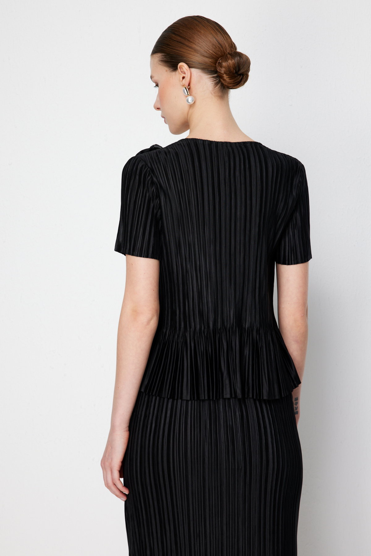 Ekol Kadın Yakası Çiçekli V Yaka Bluz 2882 Siyah - 4