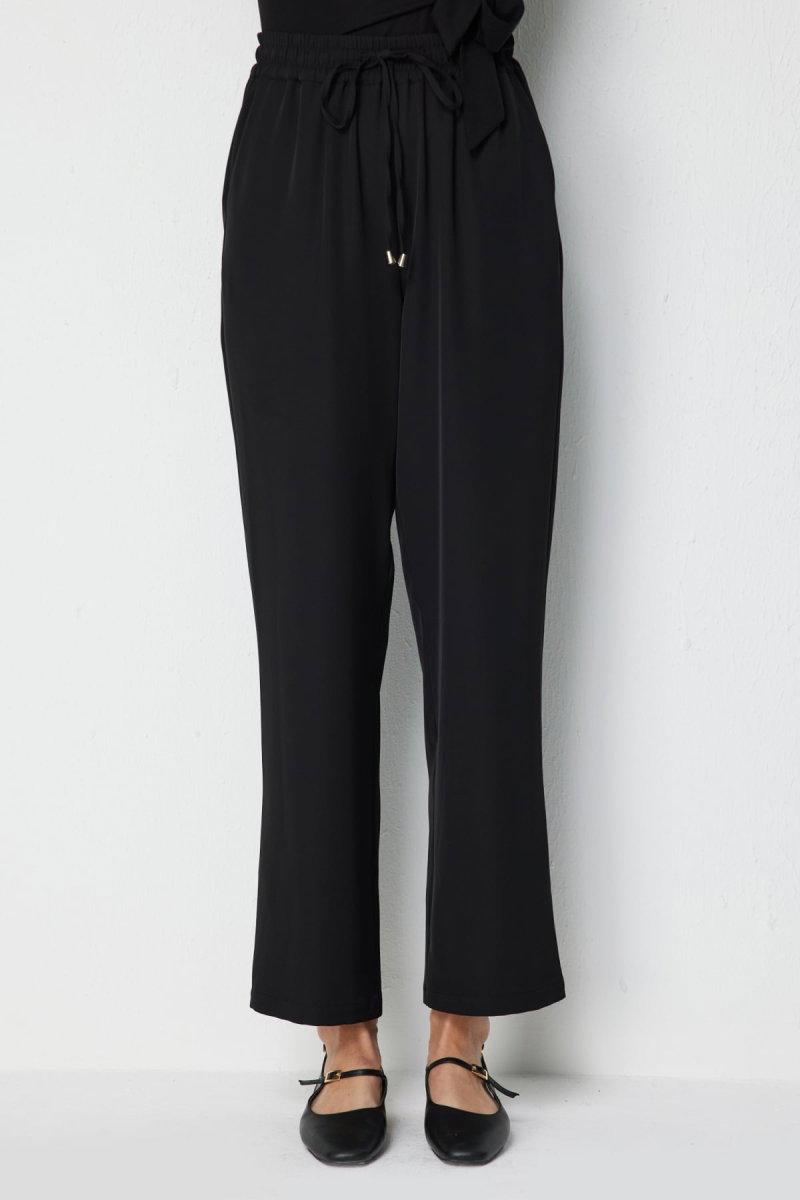 Ekol Kadın Yan Cepli Bol Paça Pantolon 4124 Siyah - 3