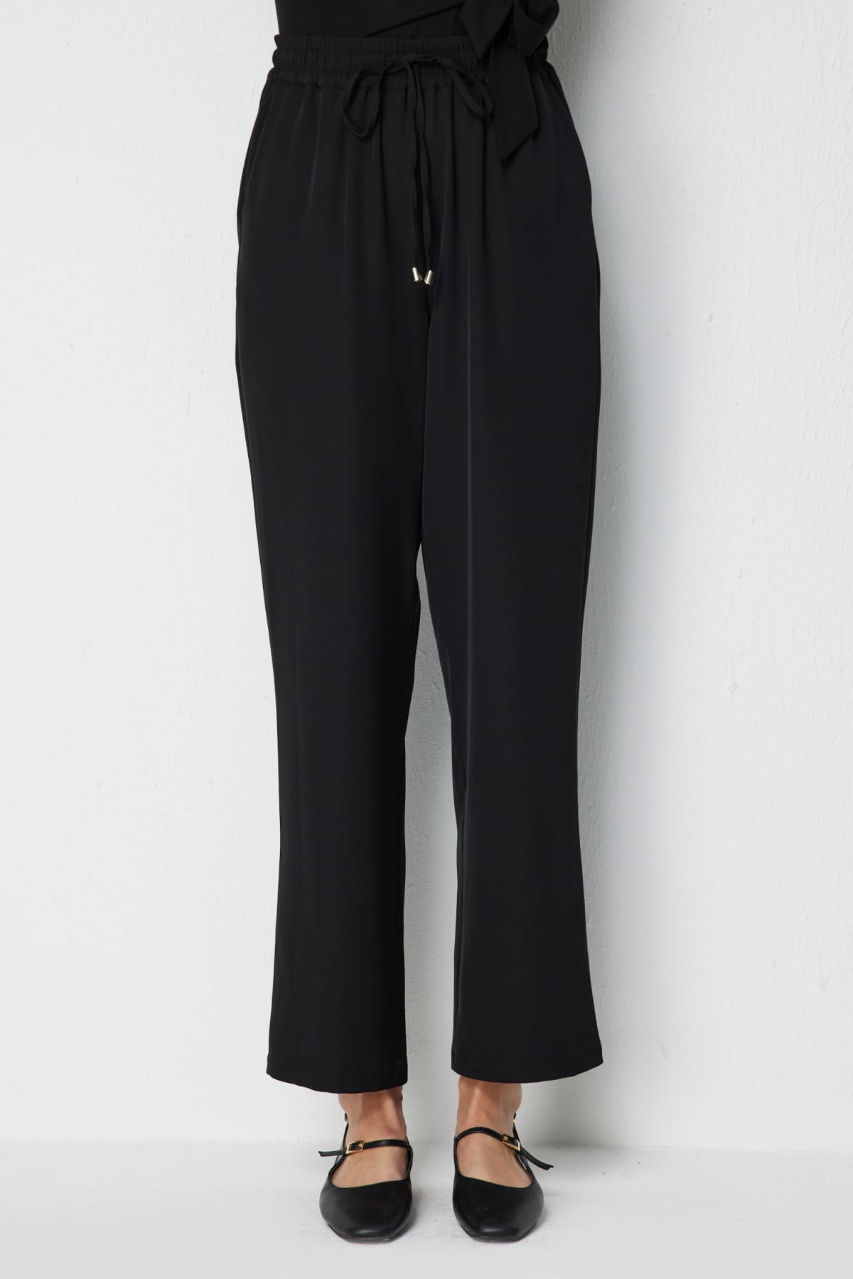 Ekol Kadın Yan Cepli Bol Paça Pantolon 4124 Siyah - 3