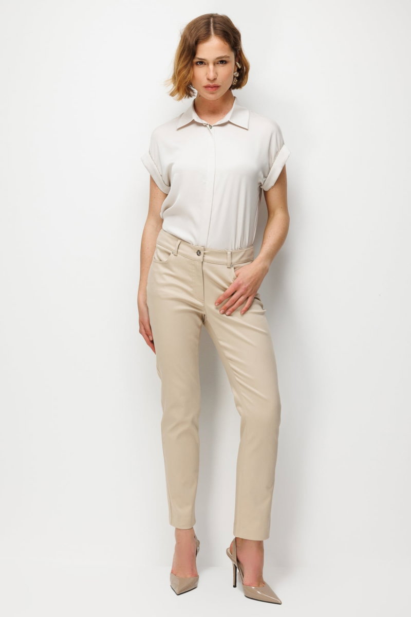 Ekol Kadın Yan Cepli Dar Paça Pamuklu Pantolon 4098 Kum - Ekol