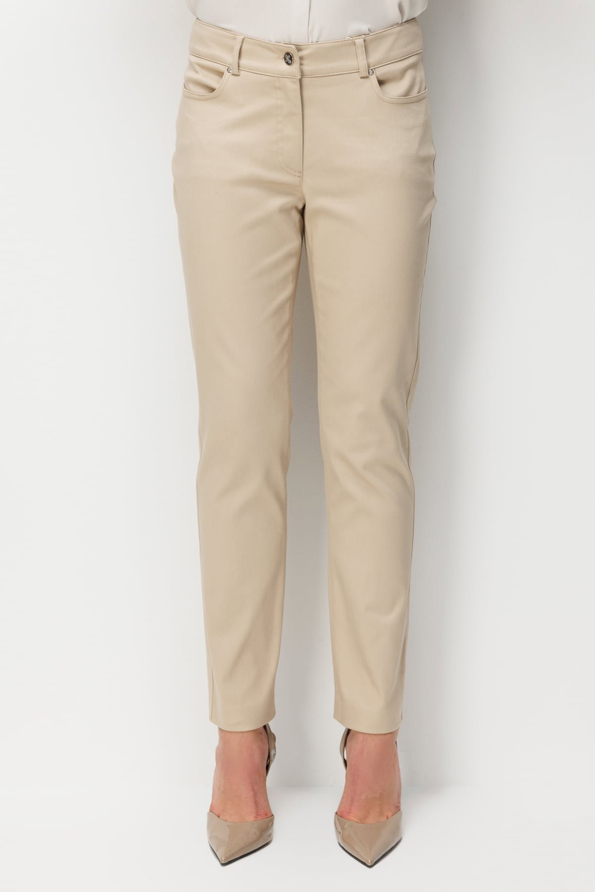 Ekol Kadın Yan Cepli Dar Paça Pamuklu Pantolon 4098 Kum - 3