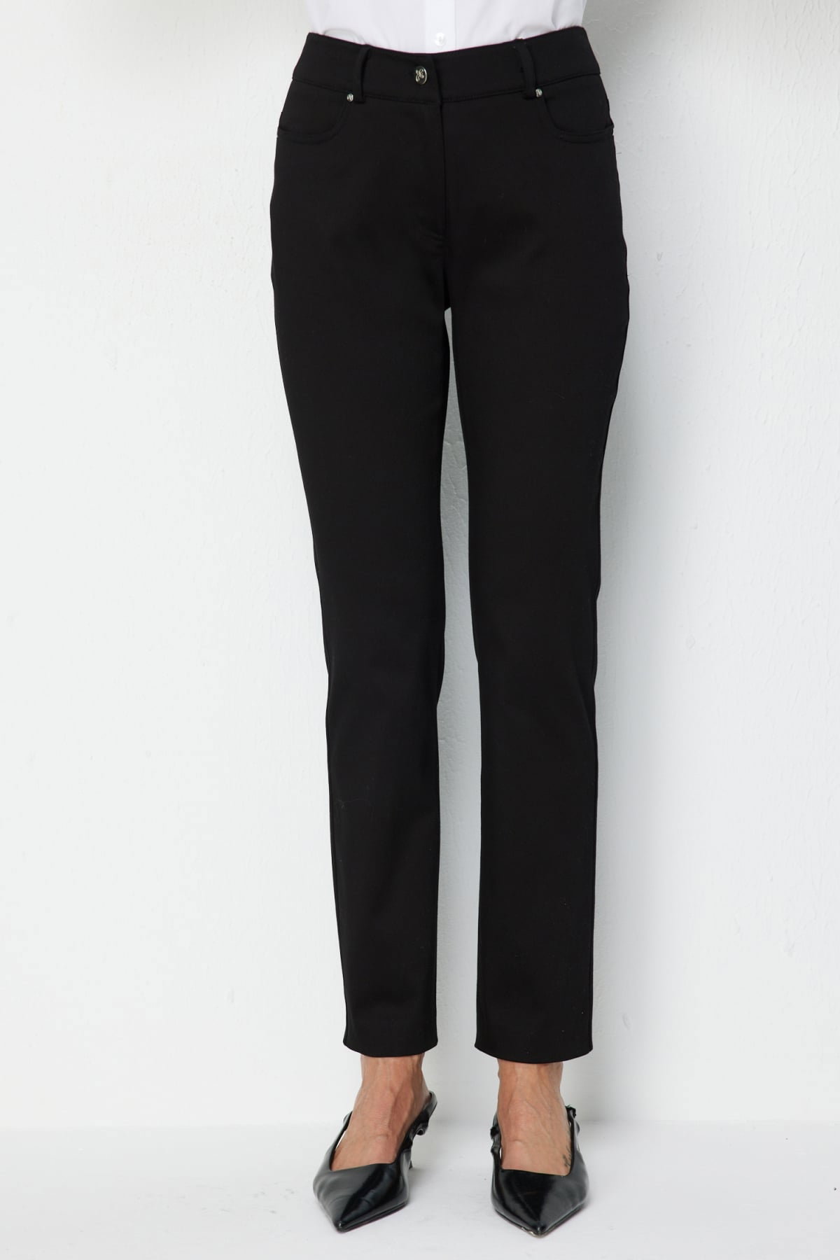 Ekol Kadın Yan Cepli Dar Paça Pamuklu Pantolon 4098 Siyah - 3