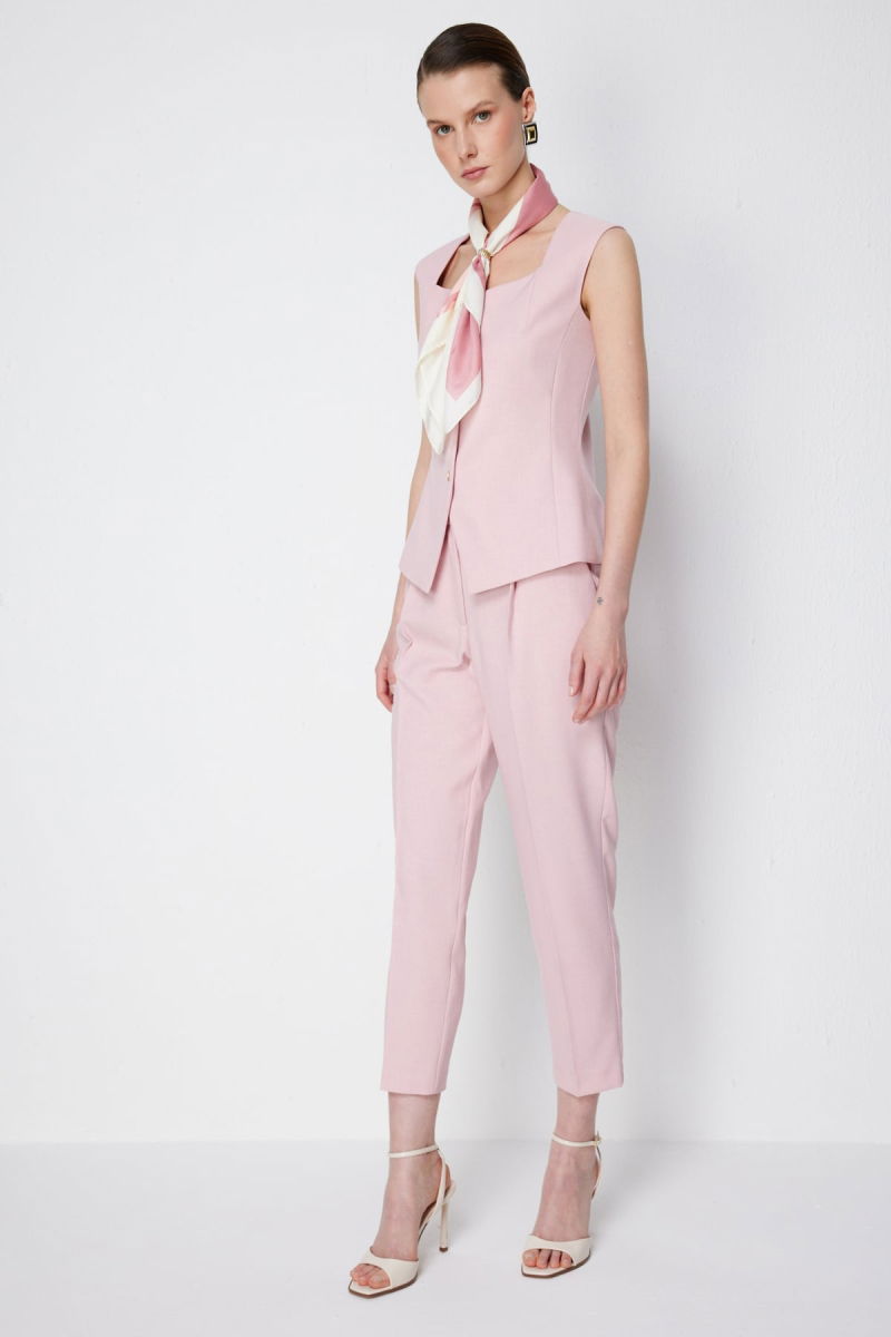 Ekol Kadın Yan Cepli Dar Paça Pantolon 1192 Pudra - 2