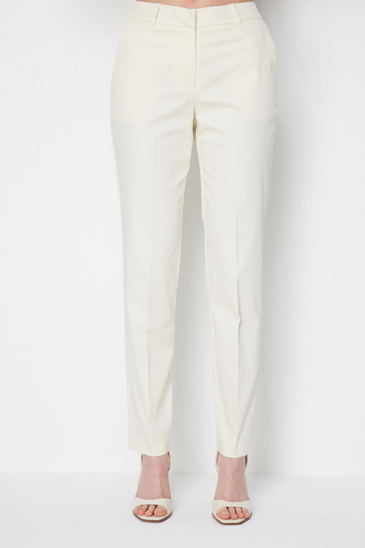 Ekol Kadın Yan Cepli Dar Paça Pantolon 4018 Ekru - 3