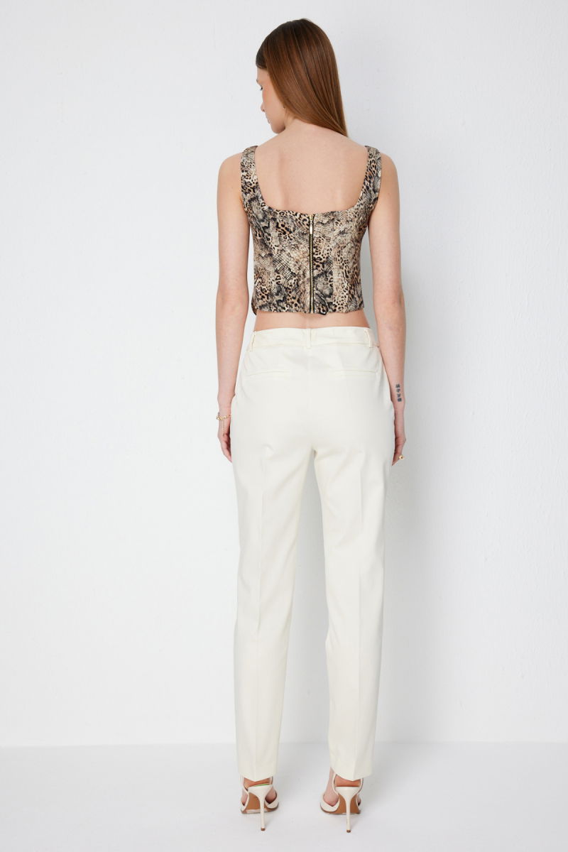 Ekol Kadın Yan Cepli Dar Paça Pantolon 4018 Ekru - 4
