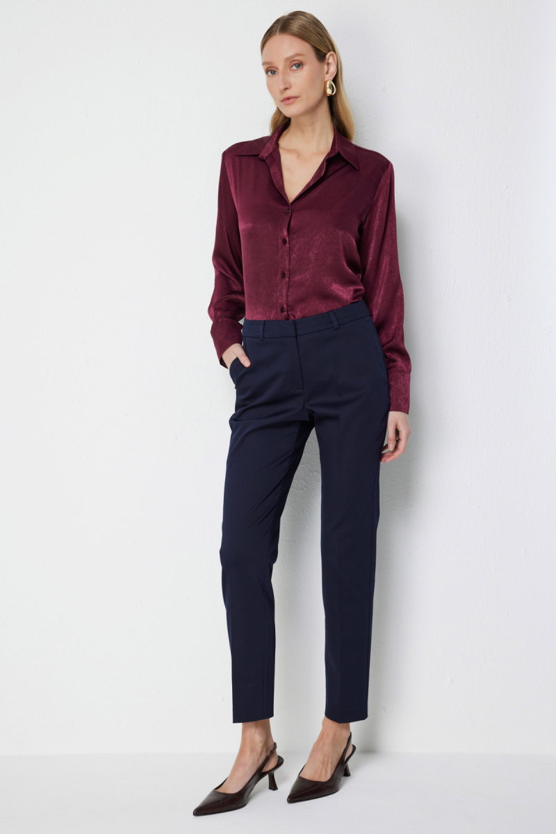 Ekol Kadın Yan Cepli Dar Paça Pantolon 4018 Lacivert - Ekol