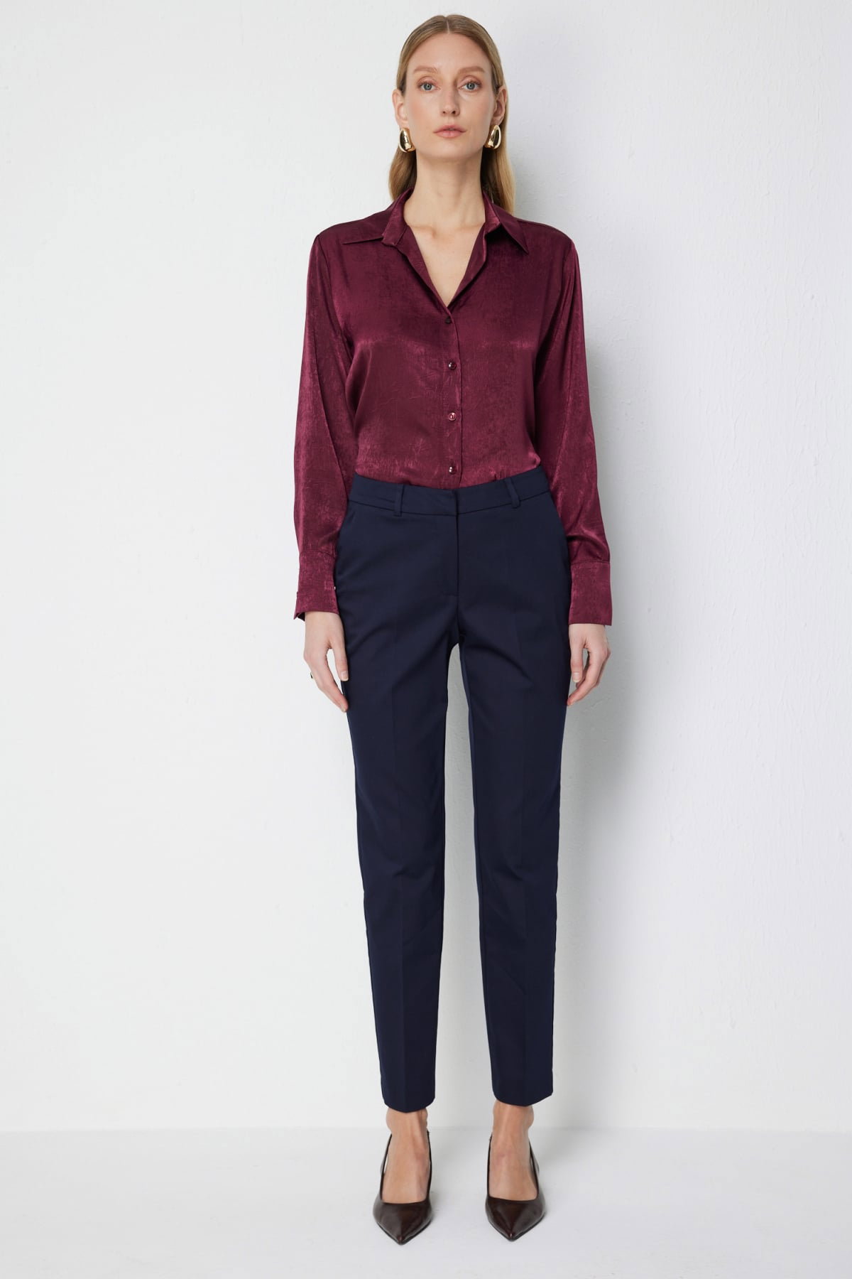 Ekol Kadın Yan Cepli Dar Paça Pantolon 4018 Lacivert - 2