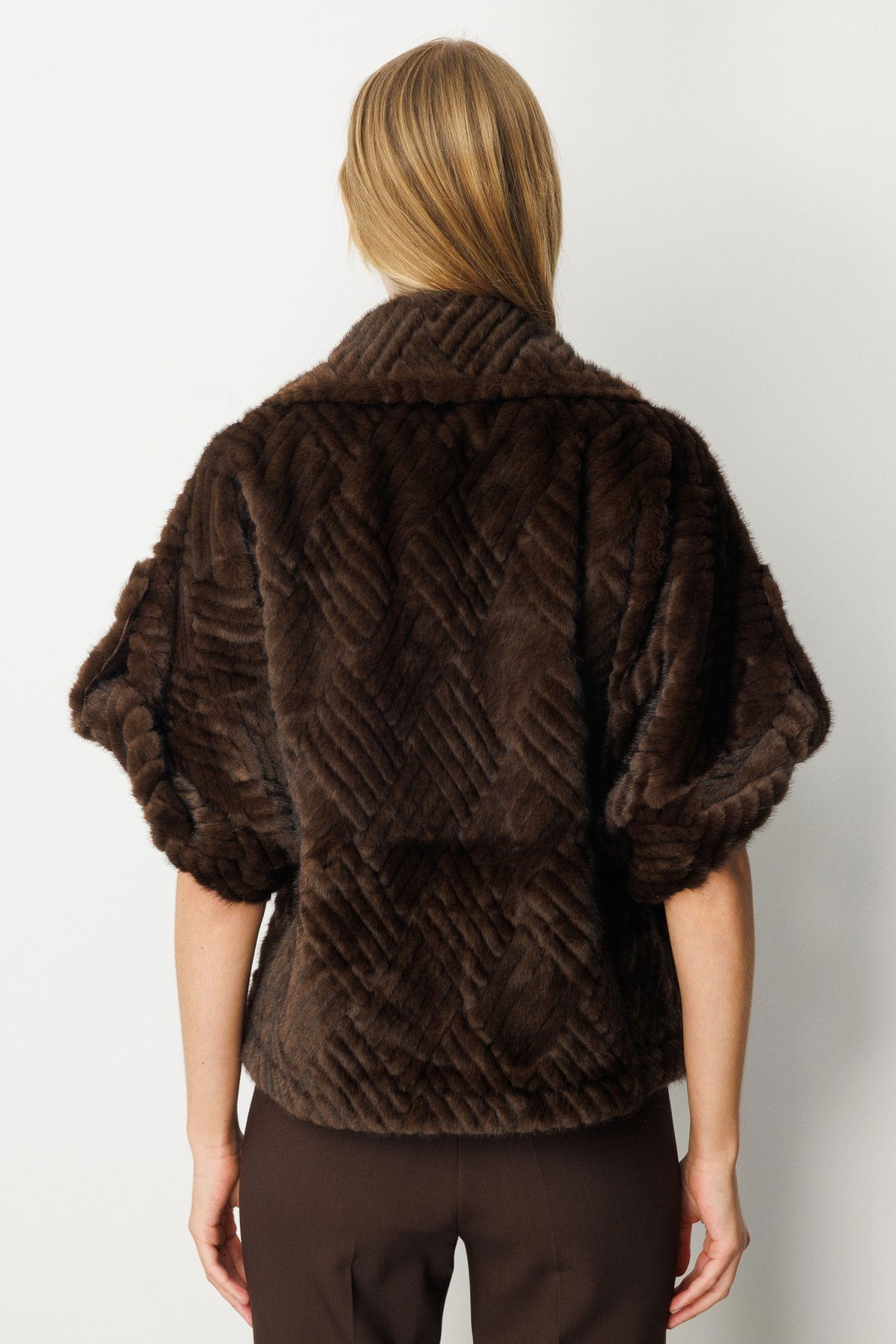 Ekol Kadın Yarasa Kol Peluş Mont 6901 Kahverengi - 4