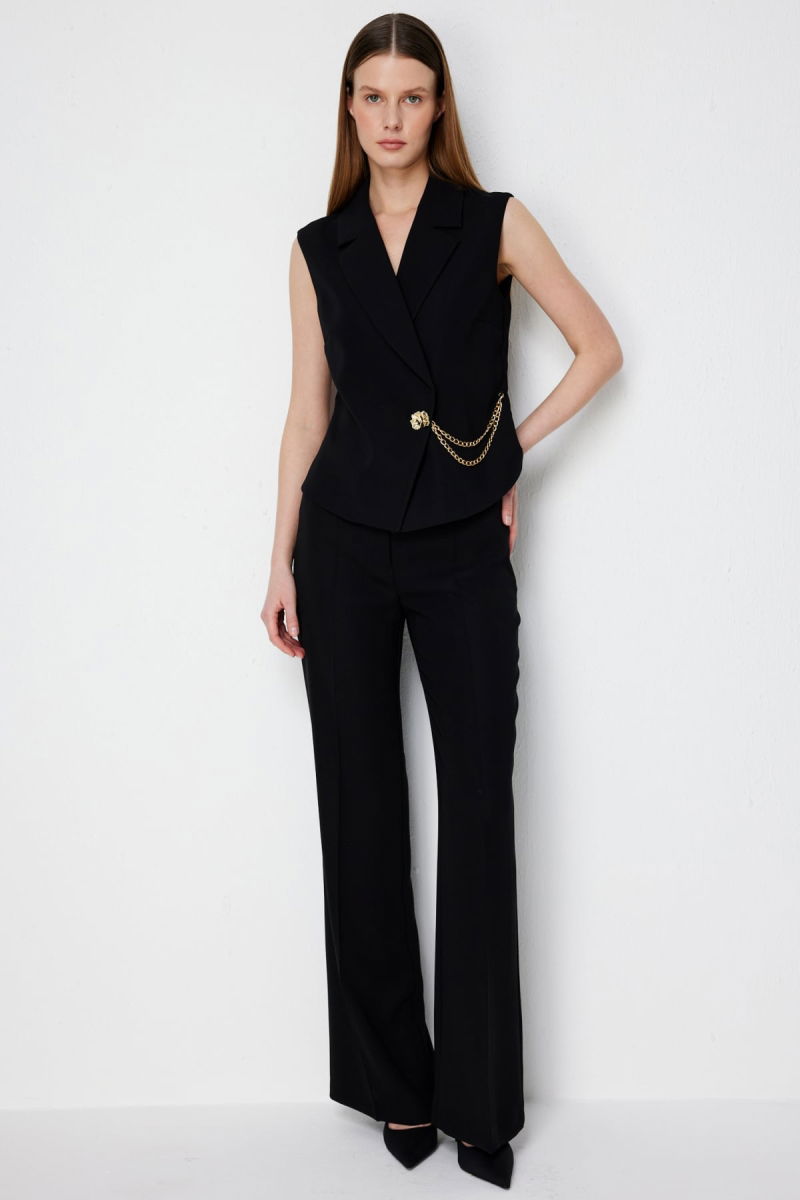 Ekol Kadın Yüksek Bel Bol Paça Pantolon 1144 Siyah - 2